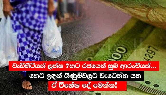 වැඩිහිටියන් ලක්ෂ 7කට රජයෙන් සුබ ආරංචියක්... හෙට ඉඳන් ගිණුම්වලට වැටෙන්න යන ඒ විශේෂ දේ මෙන්න!